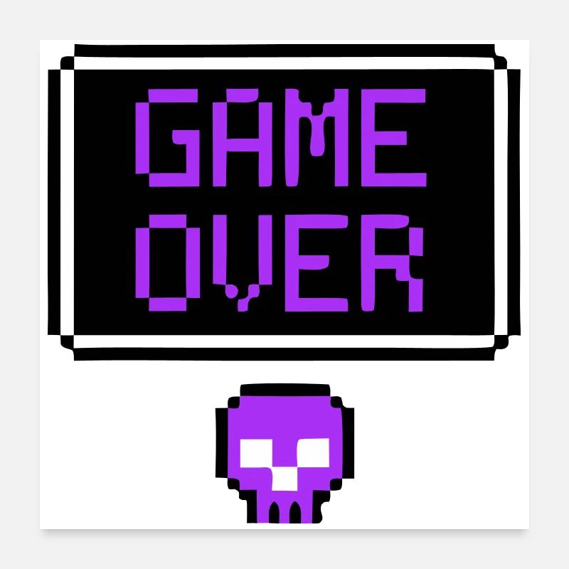 Game Over Totenkopf Pixel Art Poster 60x60 cm