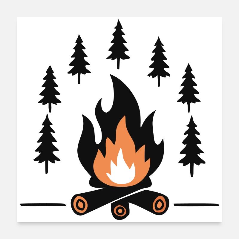 Forêt Chaleureuse du Feu de Camp Poster 60 x 60 cm