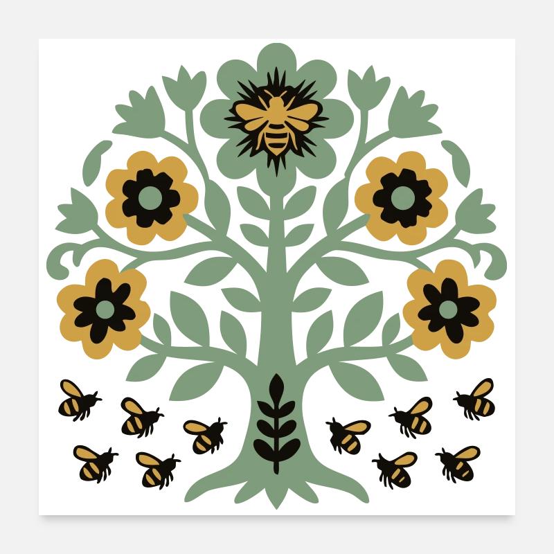 Lebensbaum Bienen Imker Naturschutz Cottagecore Poster 60x60 cm