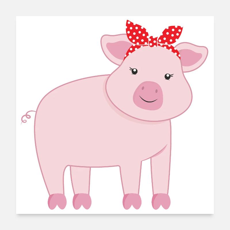 Schwein Schweine - Poster 60x60 cm - Weiß
