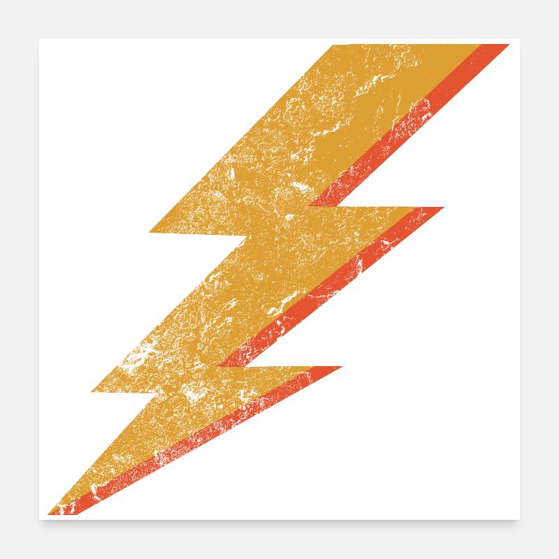 Grunge Style Red & Yellow Lightning Bolt Poster 24" x 24" (60x60 cm)