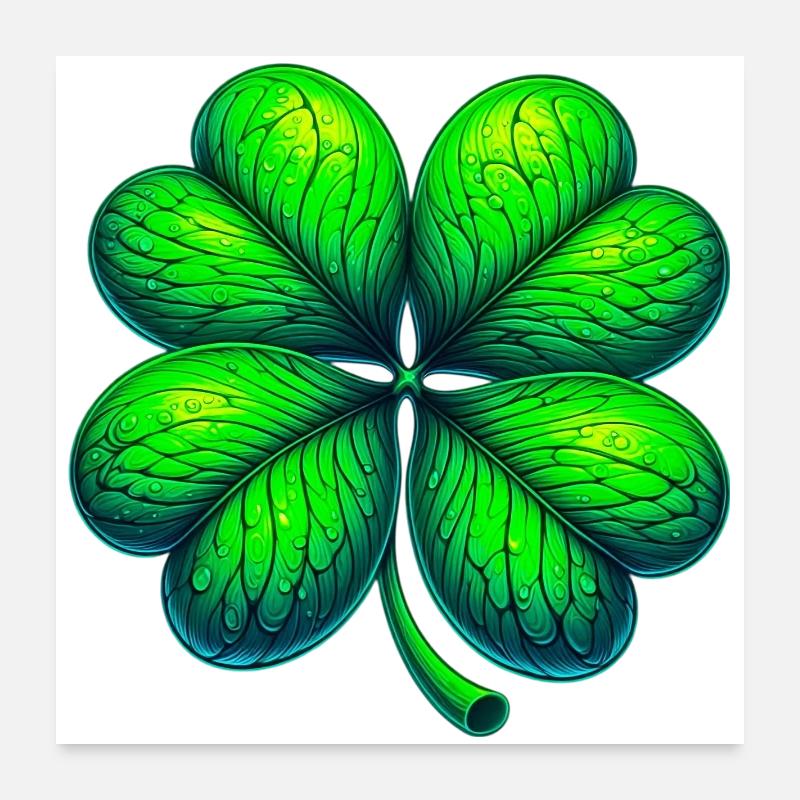 Vierblättriges Kleeblatt Poster 60x60 cm