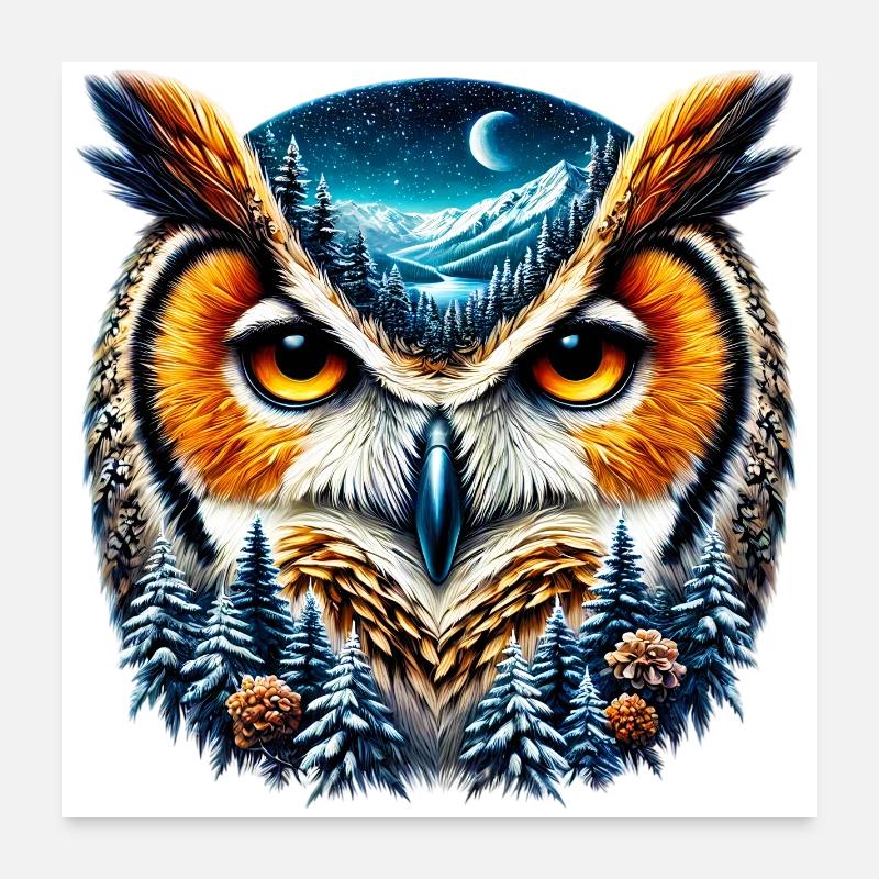 Eule Poster 60x60 cm