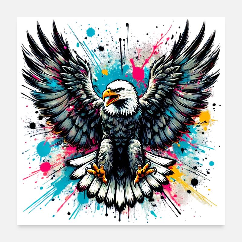 Adler - Poster 60x60 cm - Weiß