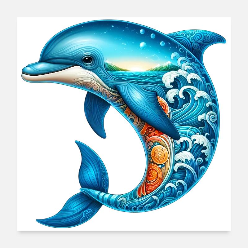 Delfin Poster 60x60 cm