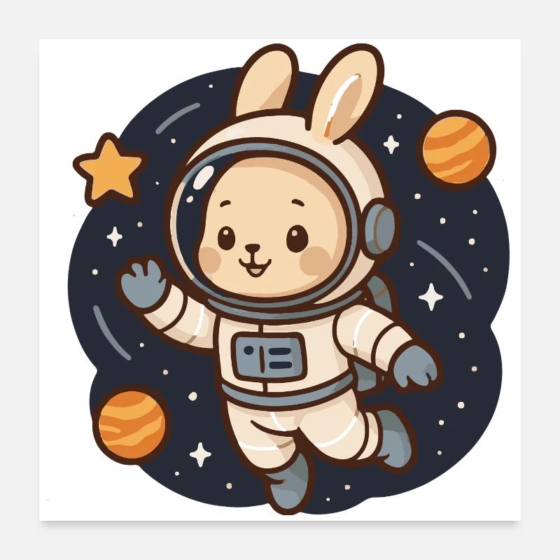 Space bunny in astronaut suit Poster 24" x 24" (60x60 cm)