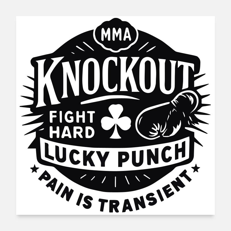 MMA Knockout Lucky Punch Combat de boxe difficile Poster 60 x 60 cm