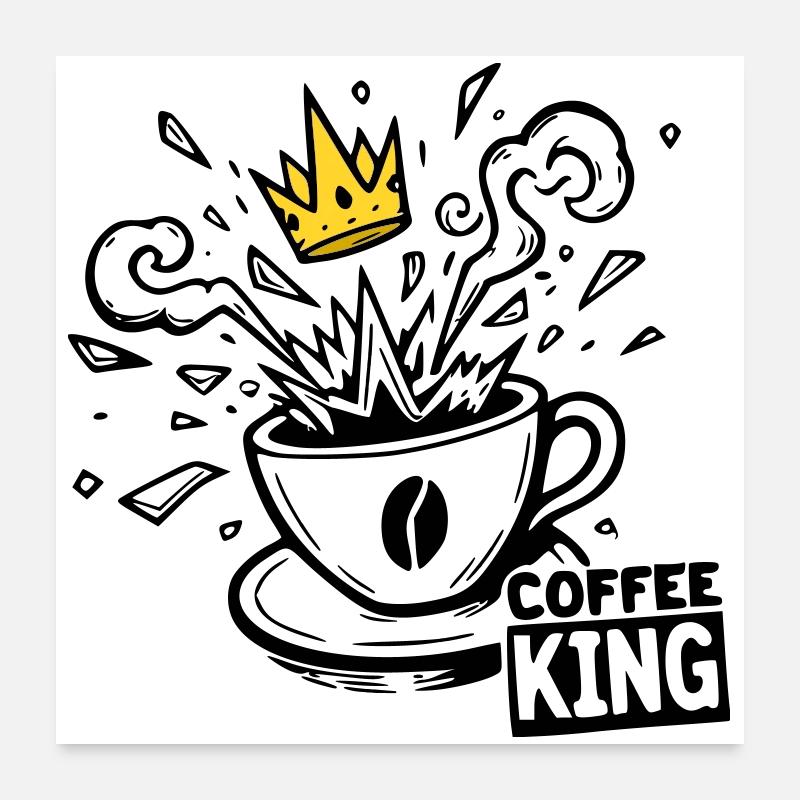 Grind or Die : roi du café krone graffiti kaffee Poster 60 x 60 cm