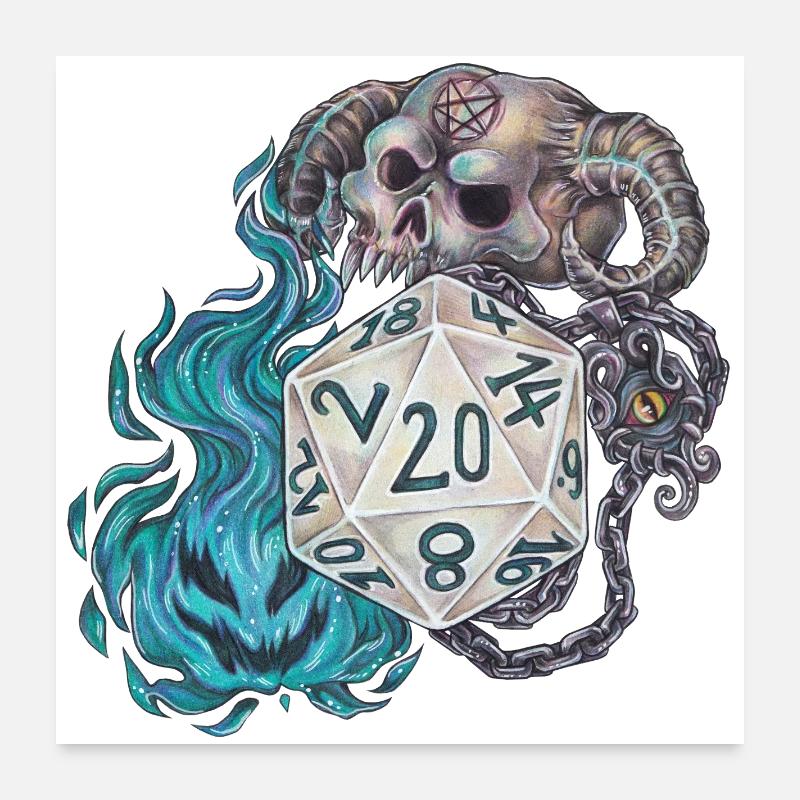 Démoniste de dés de table RPG D20 Poster 60 x 60 cm