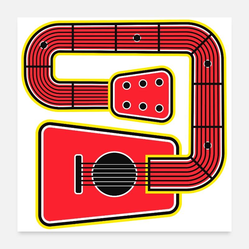 Red Abstract Shape Guitar Poster 24" x 24" (60x60 cm)