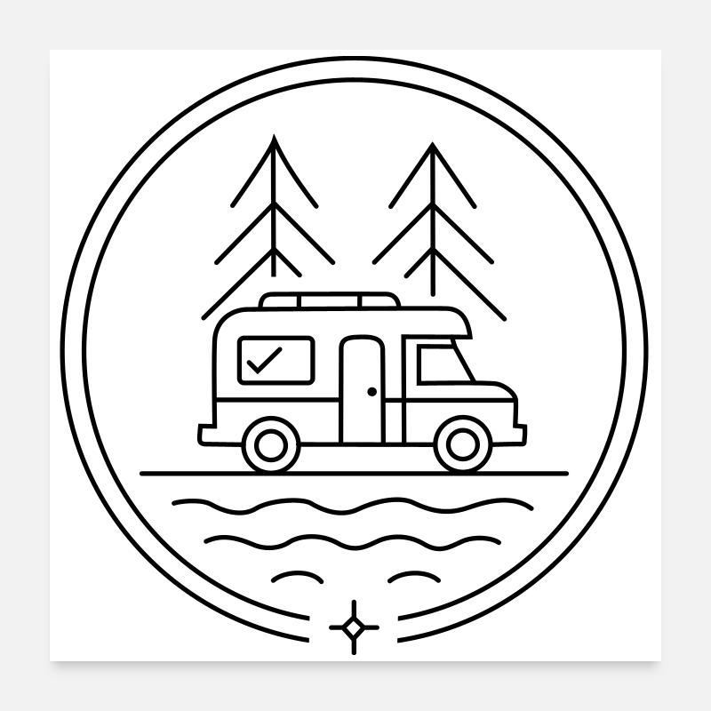 Camper am See Poster 60x60 cm