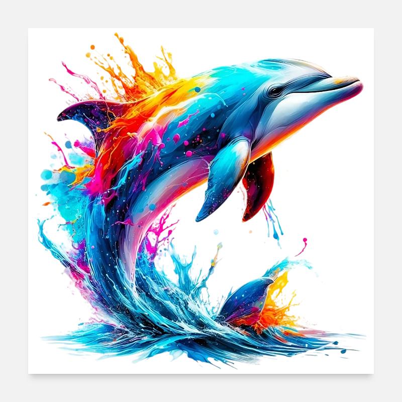 Dauphin - Poster 60 x 60 cm - blanc