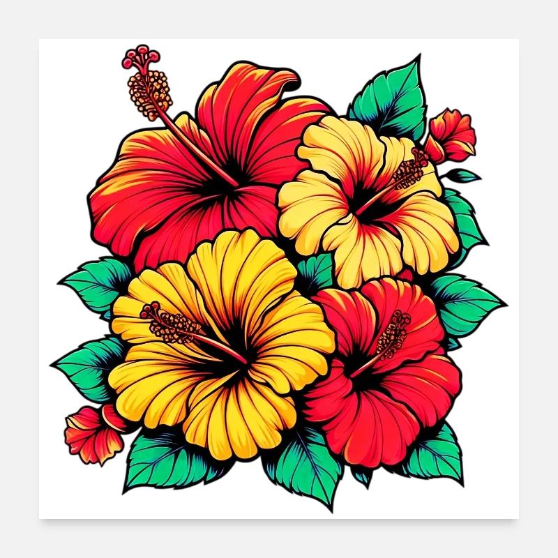 Hibiskusblüten Poster 60x60 cm