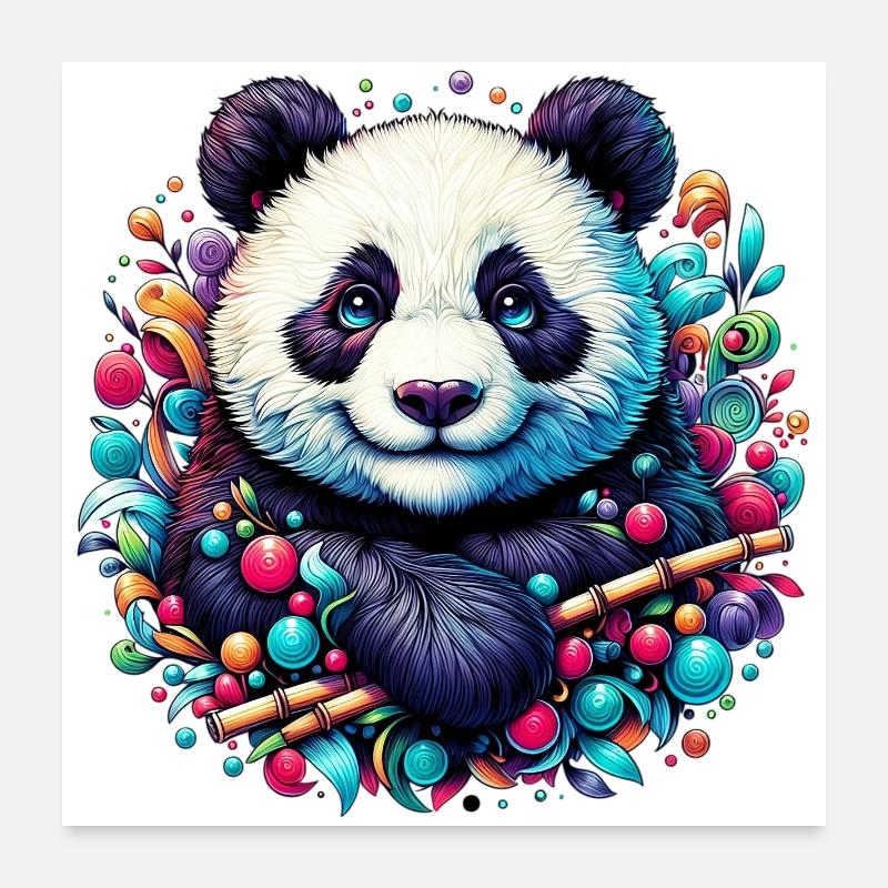 Panda - Poster 60x60 cm - Weiß