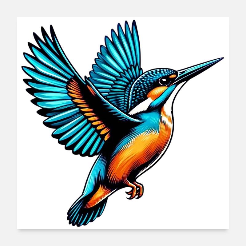 Eisvogel - Poster 60x60 cm - Weiß