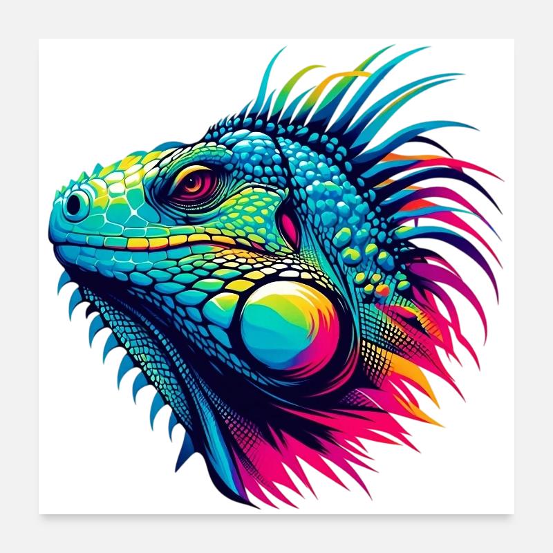 Leguan - Poster 60x60 cm - Weiß