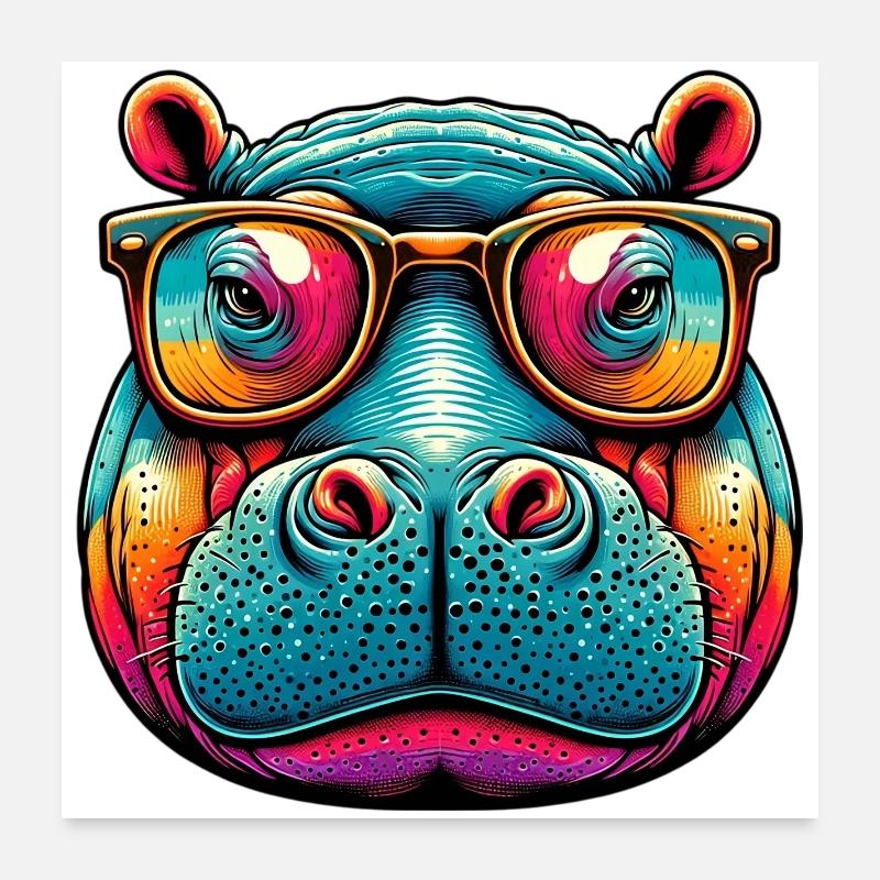 Hippopotamus Poster 24" x 24" (60x60 cm)