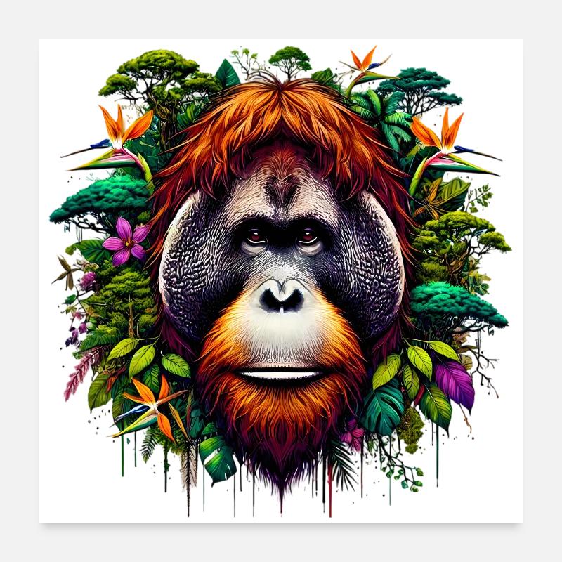 Orang-outan Singe Orang-outan Poster 60 x 60 cm