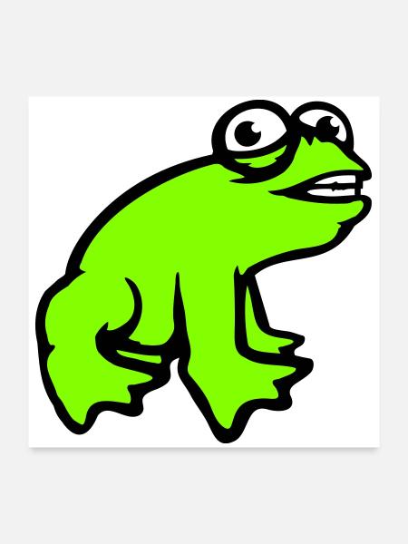 Frog grins cool funny comic crazy toad - Poster 24" x 24" (60x60 cm) - white - Front