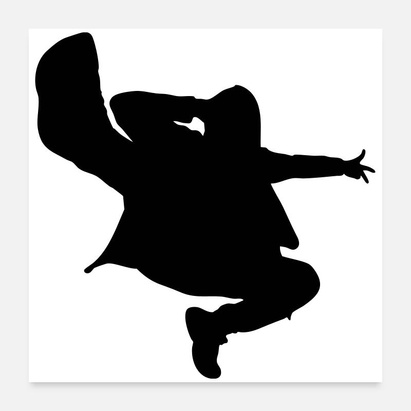 B-Boy Silhouette – Breakdance Jump Kick Poster 24" x 24" (60x60 cm)