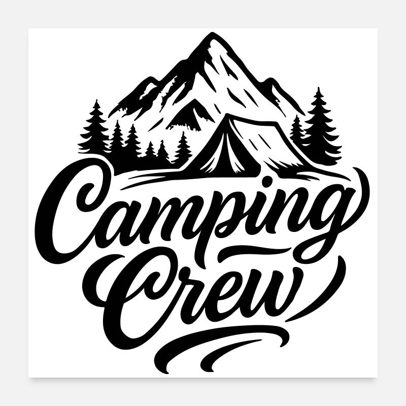 Camping Crew Tent Mountains Poster 60 x 60 cm
