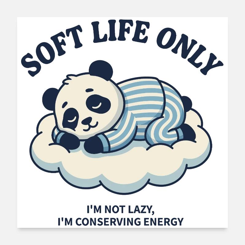 Panda sur le nuage – Mode de vie doux Poster 60 x 60 cm