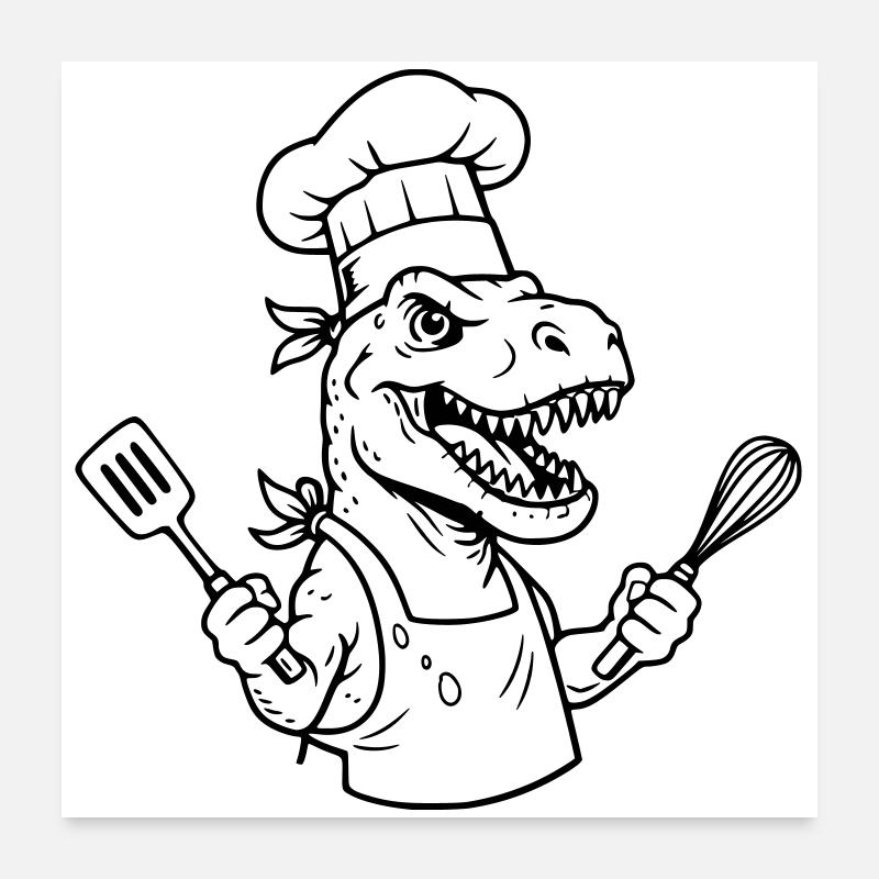 T-rex Cook Poster 60x60 cm