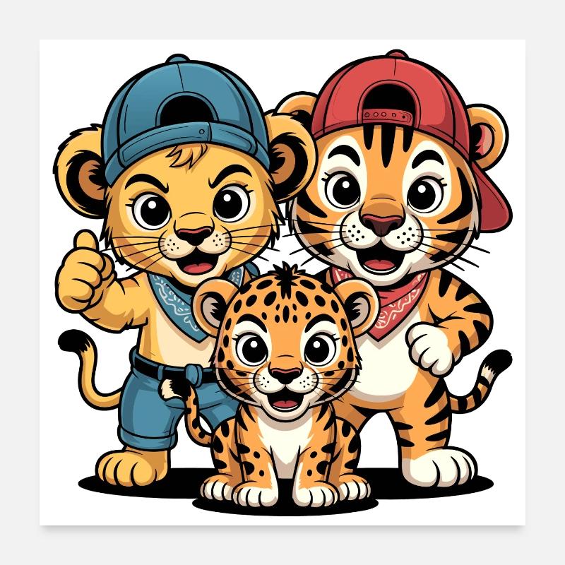 Cuddly Trio Caps Poster 24" x 24" (60x60 cm)