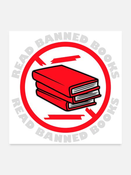 Read Banned Books Verbotene Bücher Lesen Freiheit - Poster 24" x 24" (60x60 cm) - white - Front