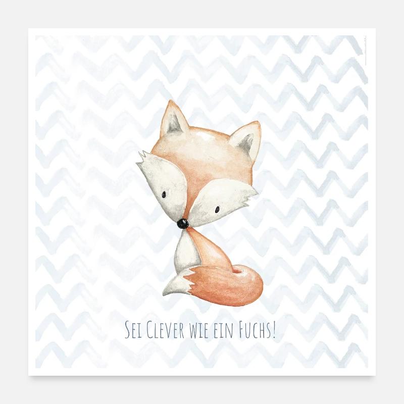 Fuchs Poster - Poster 60x60 cm - Weiß