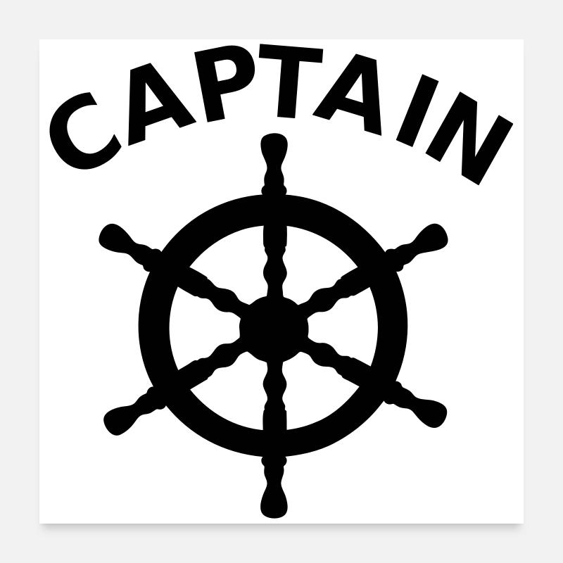 Captain Nautical Ship's Wheel Poster 24" x 24" (60x60 cm)