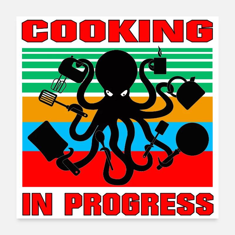 Cuisinier de poulpe Poster 60 x 60 cm