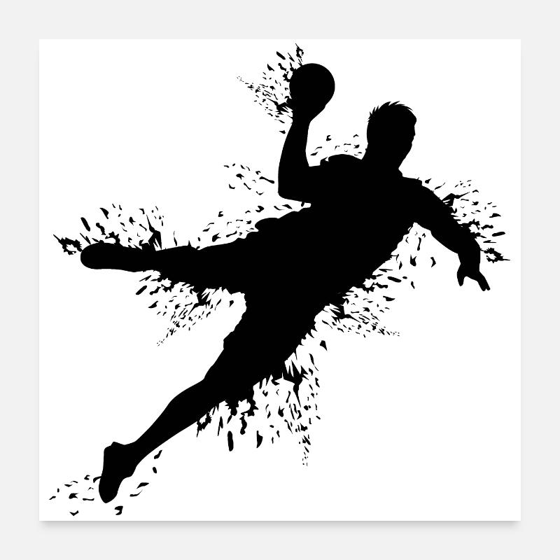 Joueur de handball Explosion de handball Lancer d’équipe Lanceur - Poster 60 x 60 cm - blanc