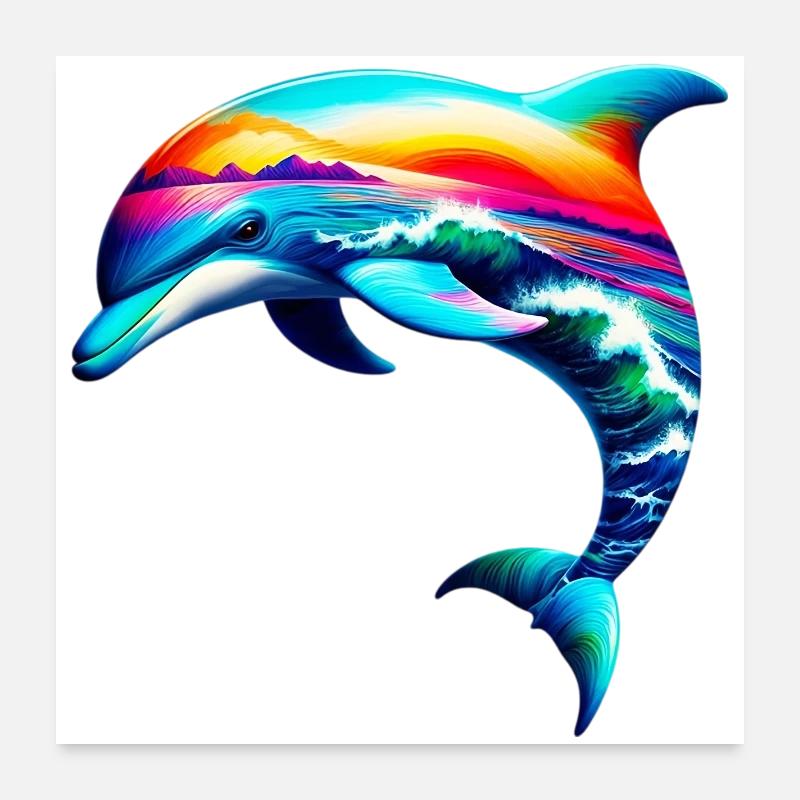 Dolphin Poster 24" x 24" (60x60 cm)