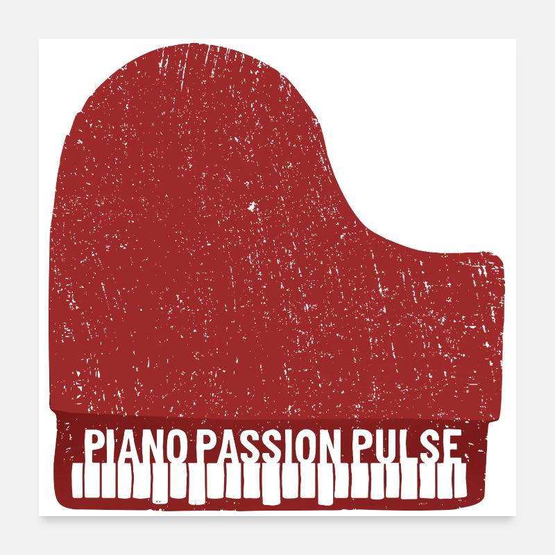 Piano Passion Pulse - Poster 60 x 60 cm - blanc