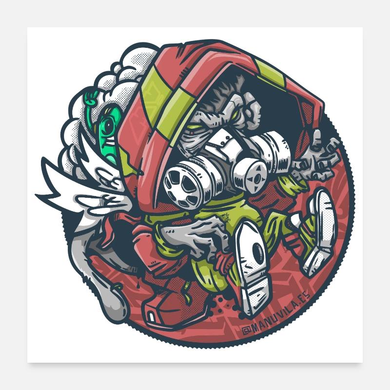 Red-Helmeted Astronaut Zombie Poster 24" x 24" (60x60 cm)