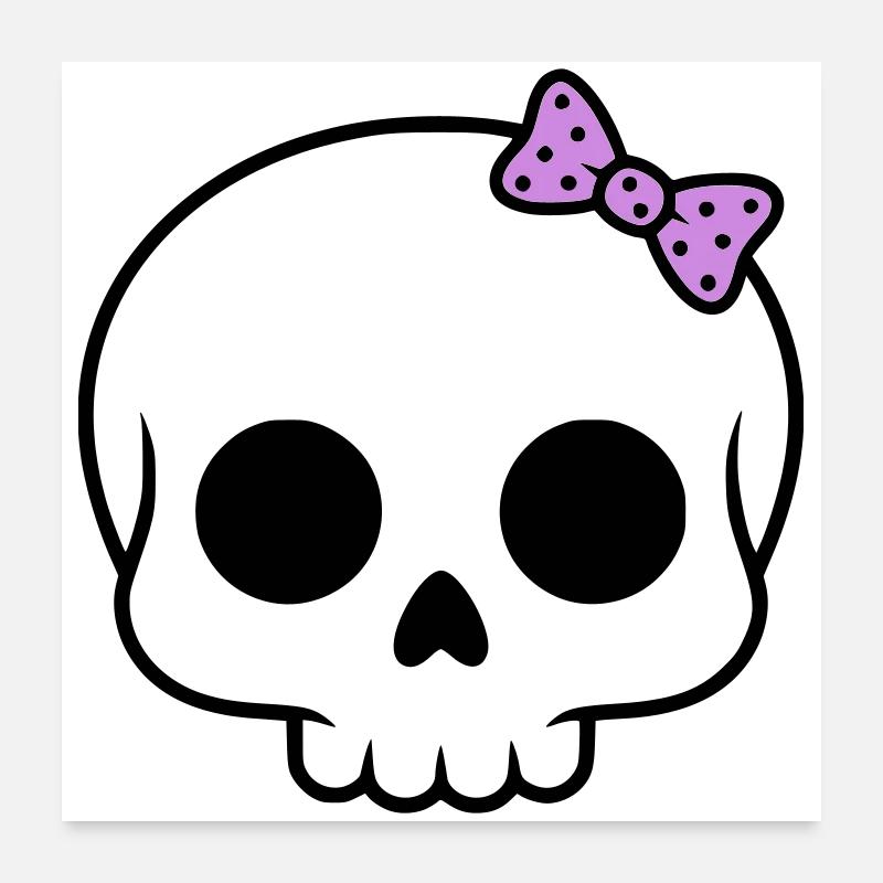 Cute skull with bow | Girly Goth Poster 24" x 24" (60x60 cm)