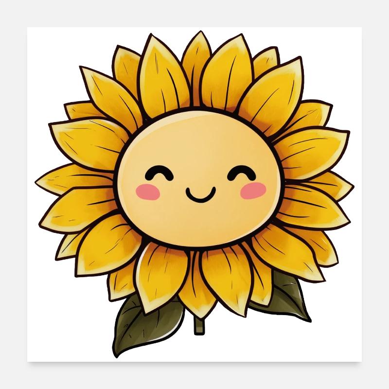 Tournesol avec visage Poster 60 x 60 cm