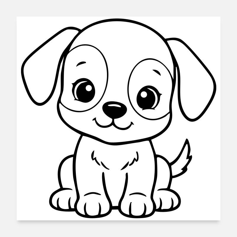 Petit chien mignon – Chiot noir et blanc Poster 60 x 60 cm