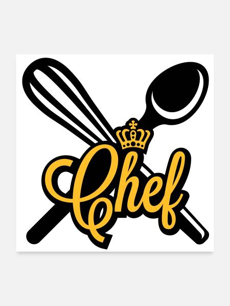 Chefkoch - Poster 60x60 cm - Weiß - Vorne