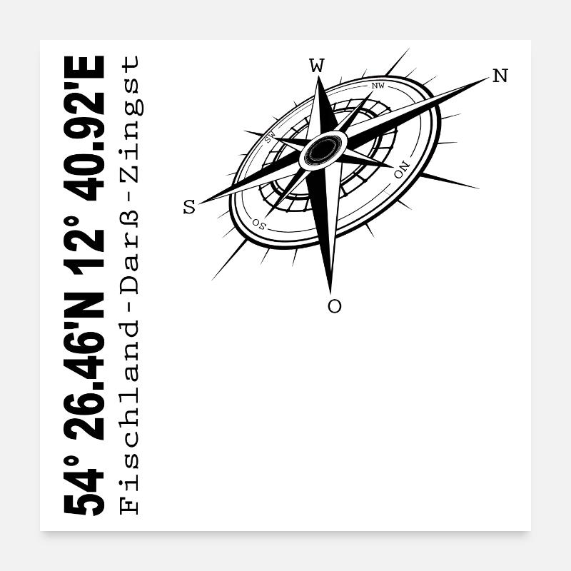 Fischland - Darß - Zingst - Poster 60x60 cm - Weiß