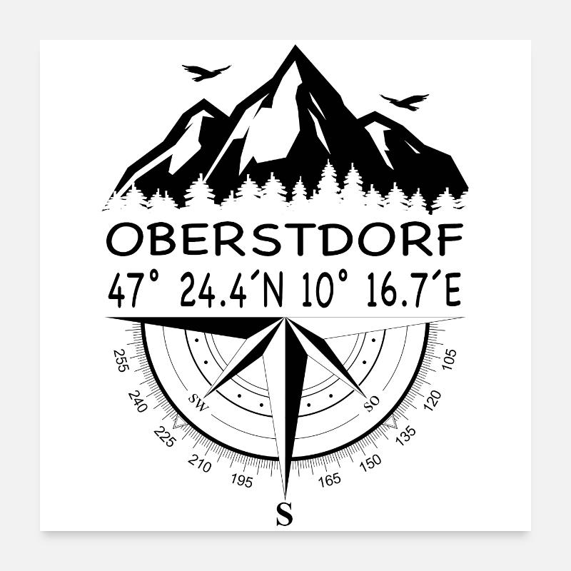 Oberstdorf - Poster 60x60 cm - Weiß