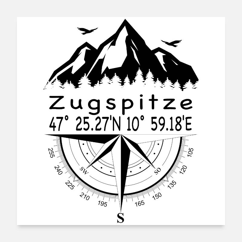 Zugspitze - Poster 60x60 cm - Weiß