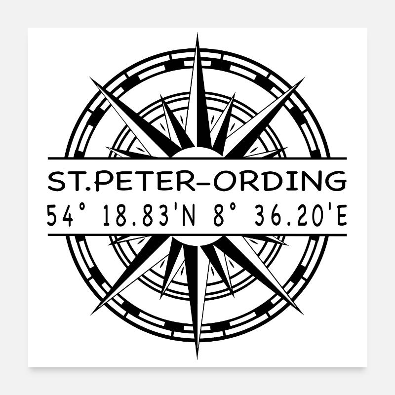 St Peter Ording - Poster 60x60 cm - Weiß