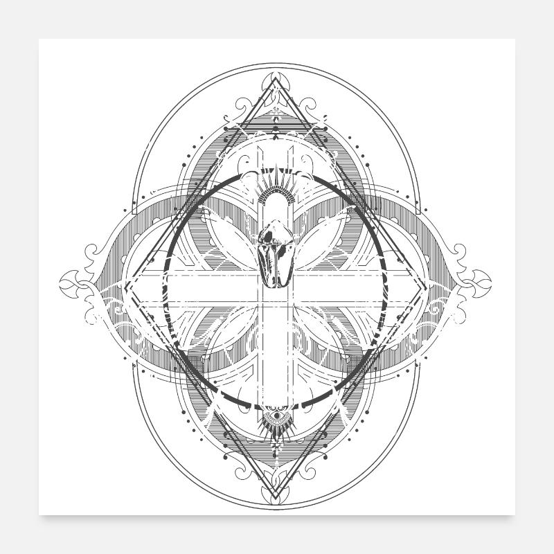 Insect Pattern Modèle d’insecte Psychédélique Bug Pattern - Poster 60 x 60 cm - blanc