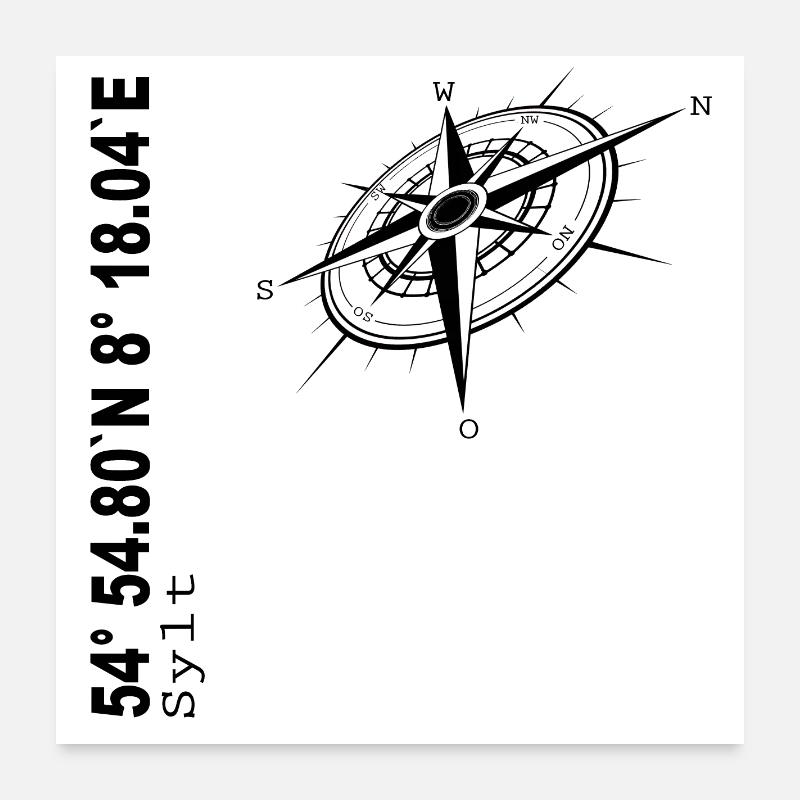 Sylt - Poster 60x60 cm - Weiß