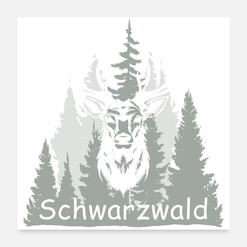Schwarzwald - Poster 60x60 cm - Weiß