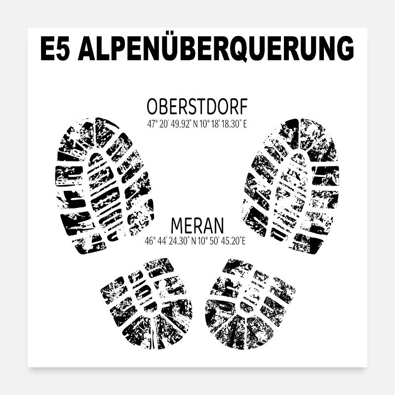 E5 Alpenüberquerung Poster 60x60 cm