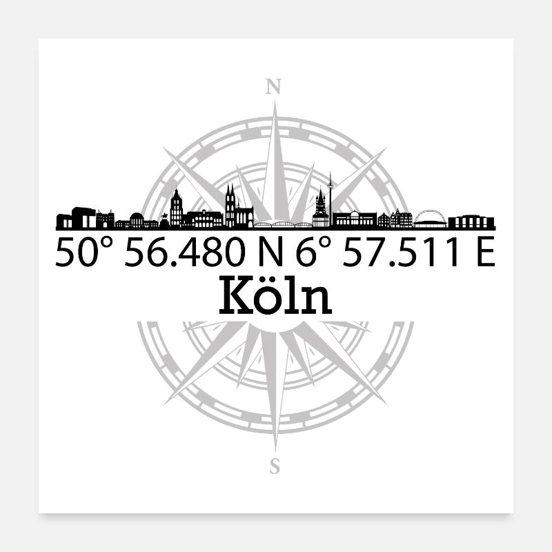 Skyline Köln Poster 60x60 cm