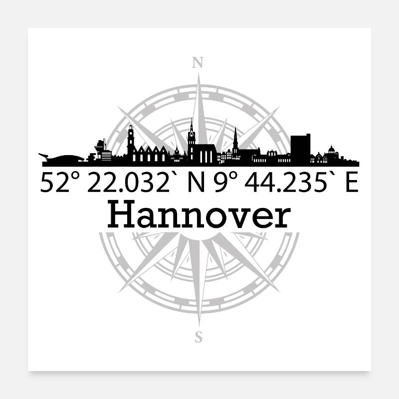 Skyline Hannover - Poster 60x60 cm - Weiß